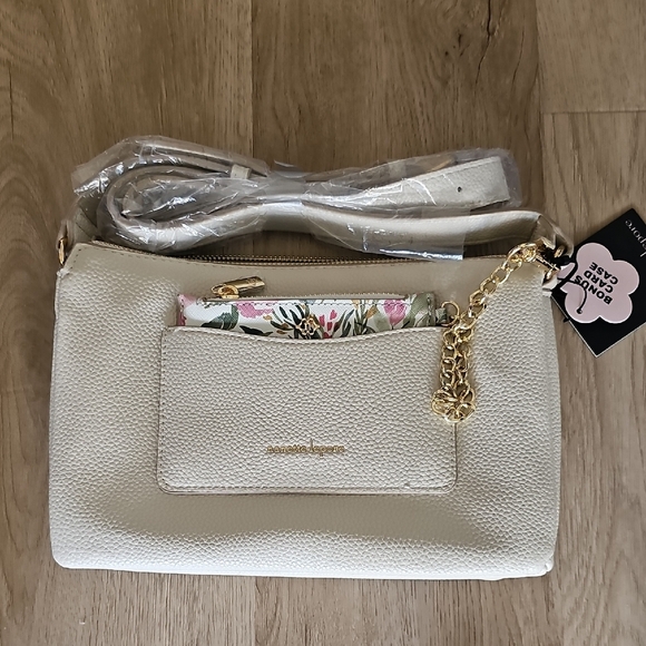 NWT Nanette Lepore Triple Section Crossbody Bag Rice-Multi Magnolia - Picture 13 of 14